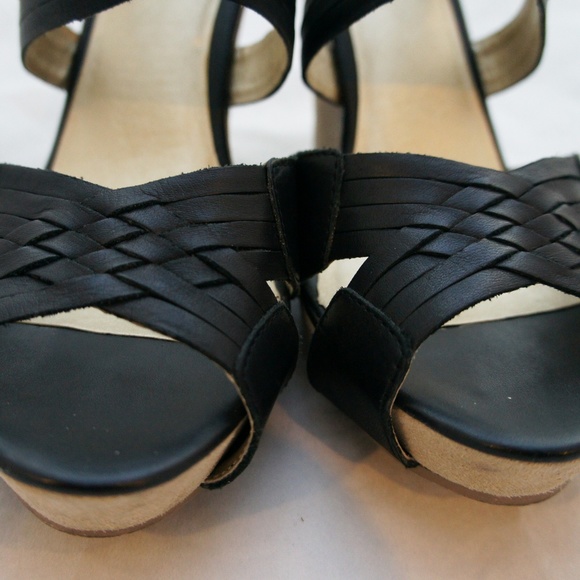 Seychelles In Good Hands Black Leather Wedges 9.5 - Picture 5 of 8